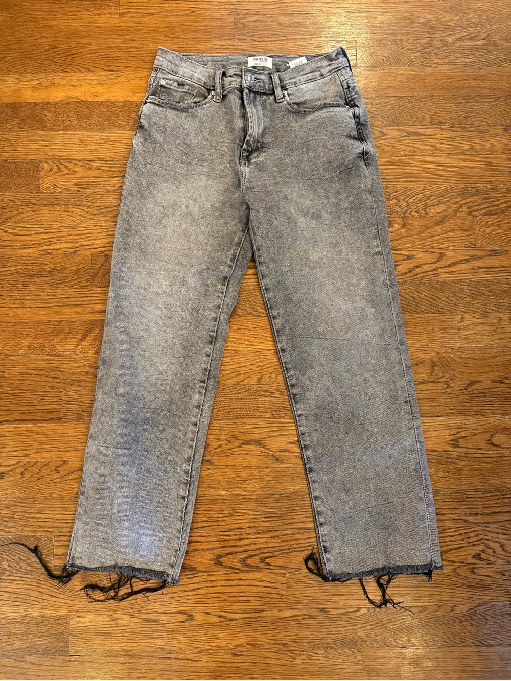Kensie Washed Black Straight-Leg Jeans